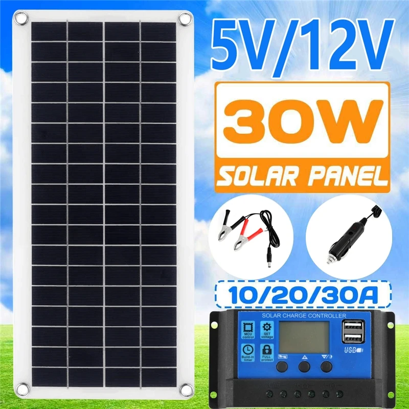 Solar Panel Kit 30W 12V Dual U - Solar Charger Panel Foldable 评论和价格