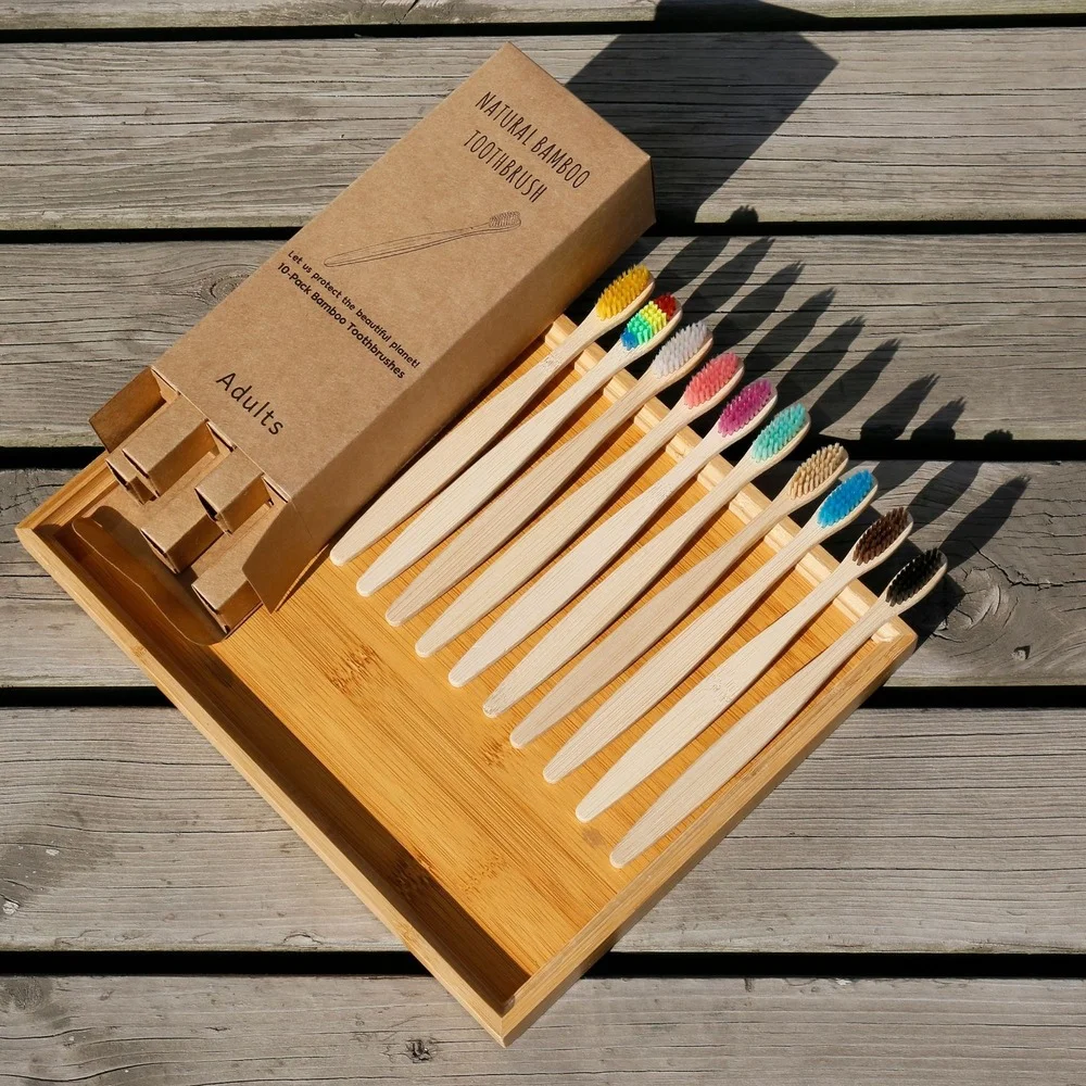 10PCS Colorful Toothbrush Natu - Bamboo Toothbrush Set 评论和价格