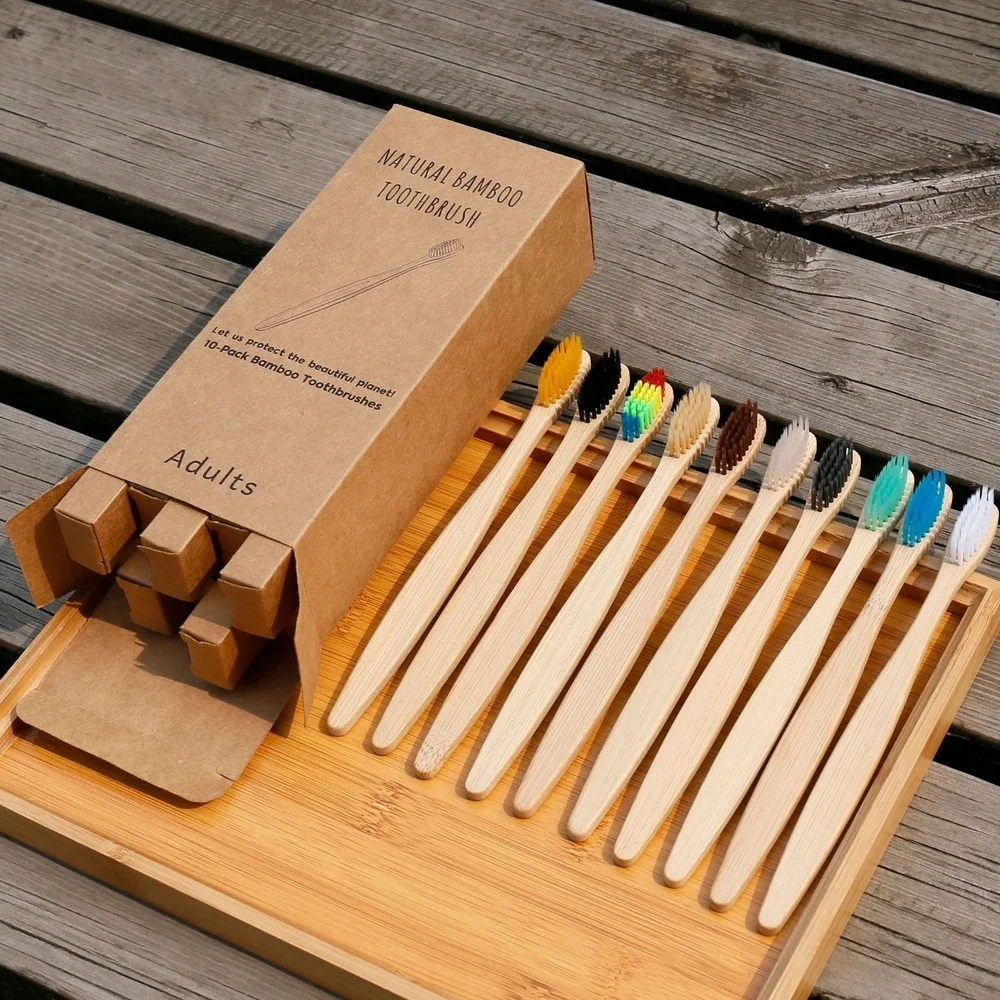 10PCS Colorful Toothbrush Natu - Bamboo Toothbrush Set 评论和价格