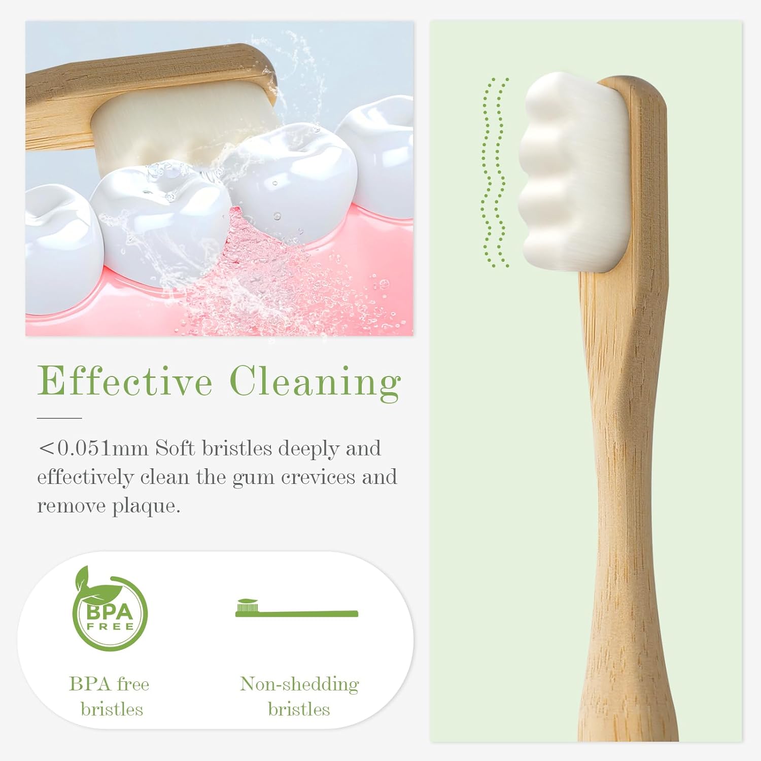 4 Pcs Micro-Nano Bamboo Toothb - Bamboo Toothbrush Set 评论和价格