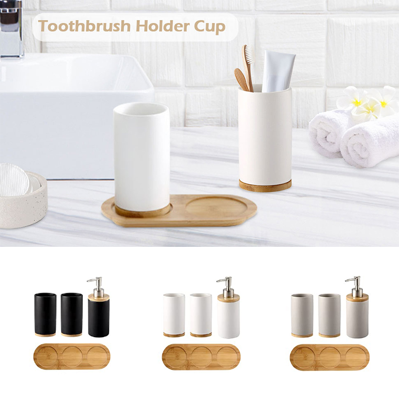 Ceramic Bathroom Set Fine Cera - Bamboo Toothbrush Set 评论和价格
